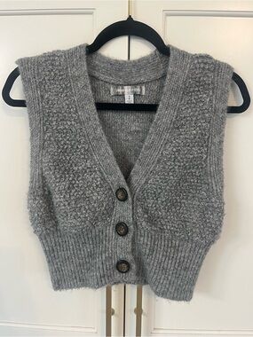 Urban Outfitters Gray Textured Knit Button-Front V-Neck Vest